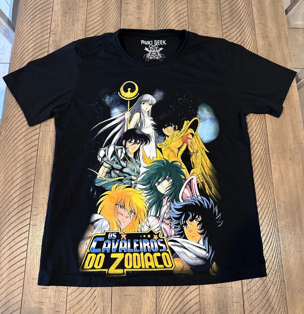 Muki Geek Os Cavaleiros Do Zodiaco Saint Seiya Anime Graphic Black T-Shirt Sz M